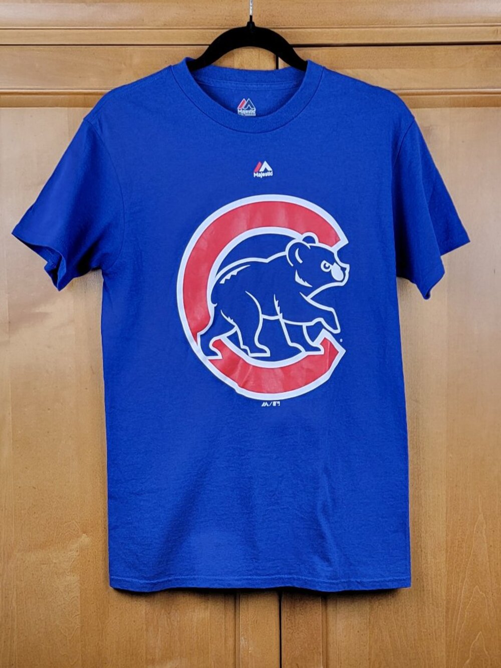 MLB Majestic Royal Blue Chicago Cubs Baseball Bear Logo Short Sleeve Tee - S
